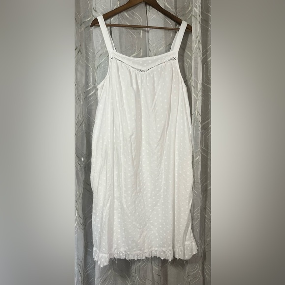 Sonoma Dresses & Skirts - Sonoma White Swiss Dot Maxi Dress with Lace Trim and Pockets